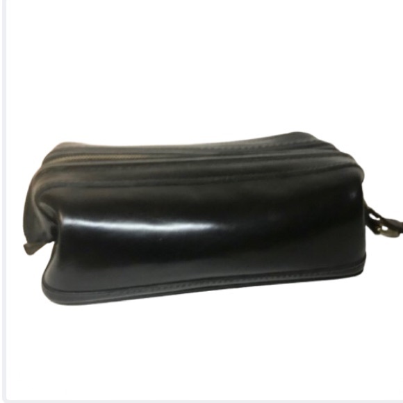 BOSCA Old Leather Black Leather Men’s UTILI-KIT Travel Kit Shaving Kit - Picture 2 of 10